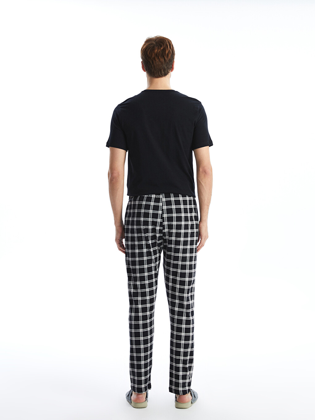 Siyah Standart Kalıp Ekose Erkek Pijama Takımı-3