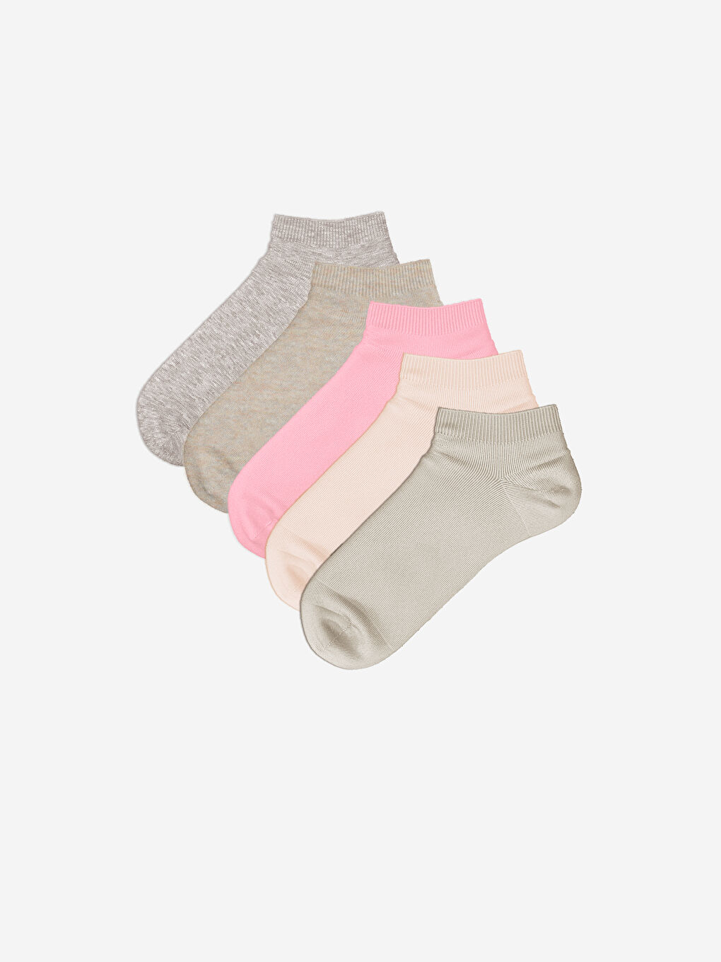 Kahverengi Kadın Düz Patik Çorap 5'li-1