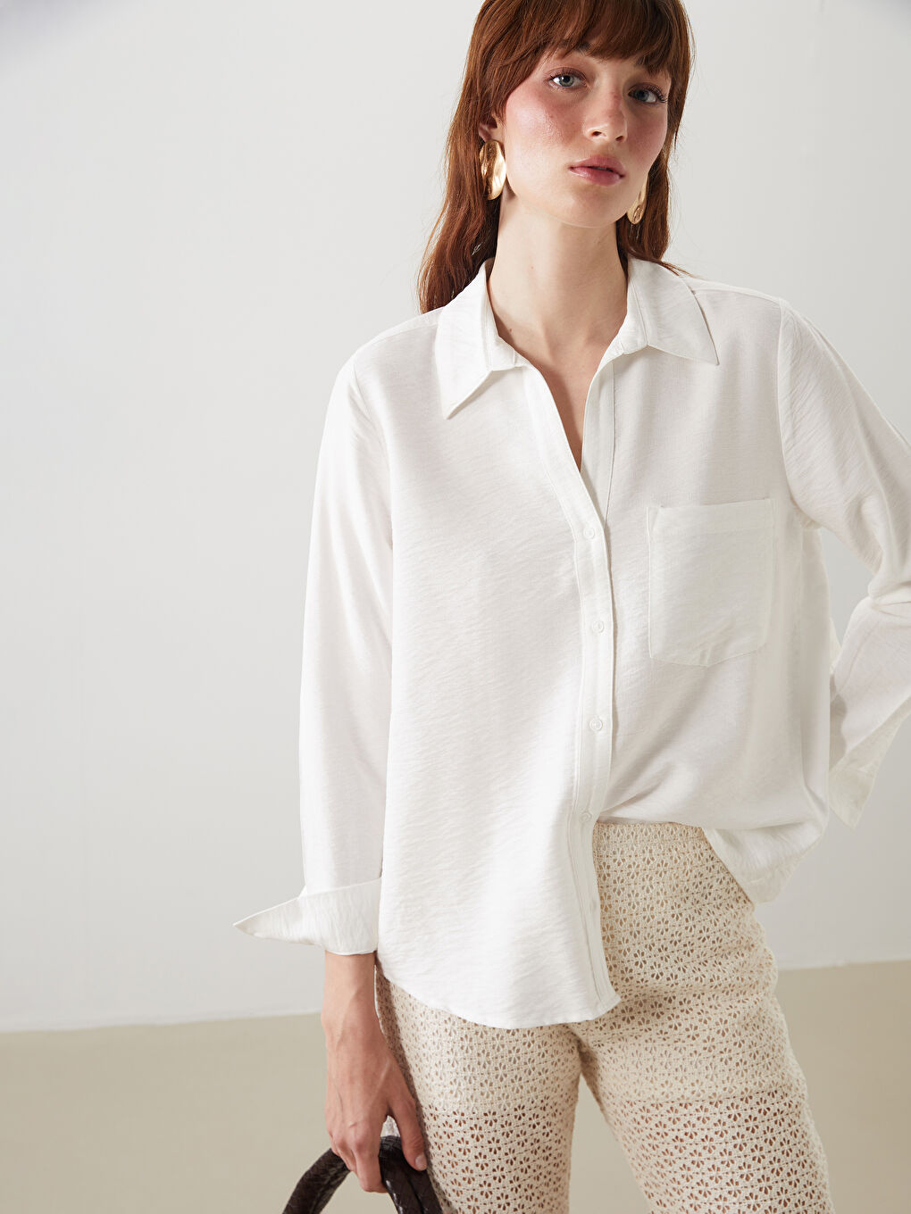 Plain Long Sleeve Women's Shirt -S36592Z8-R9K