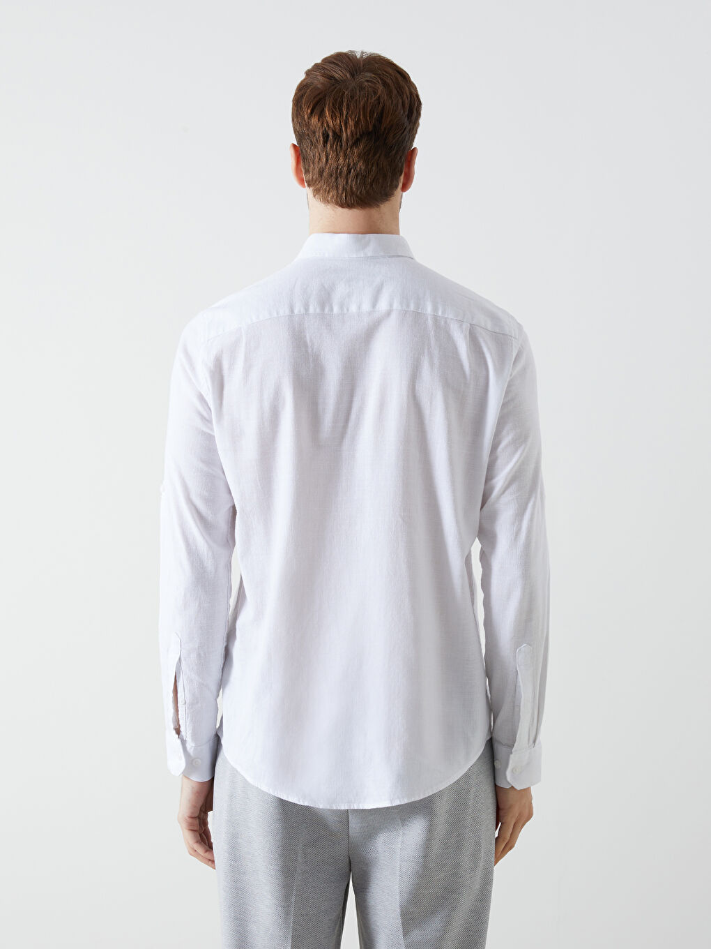 Regular Fit Long Sleeve Linen Blend Men's Shirt-6