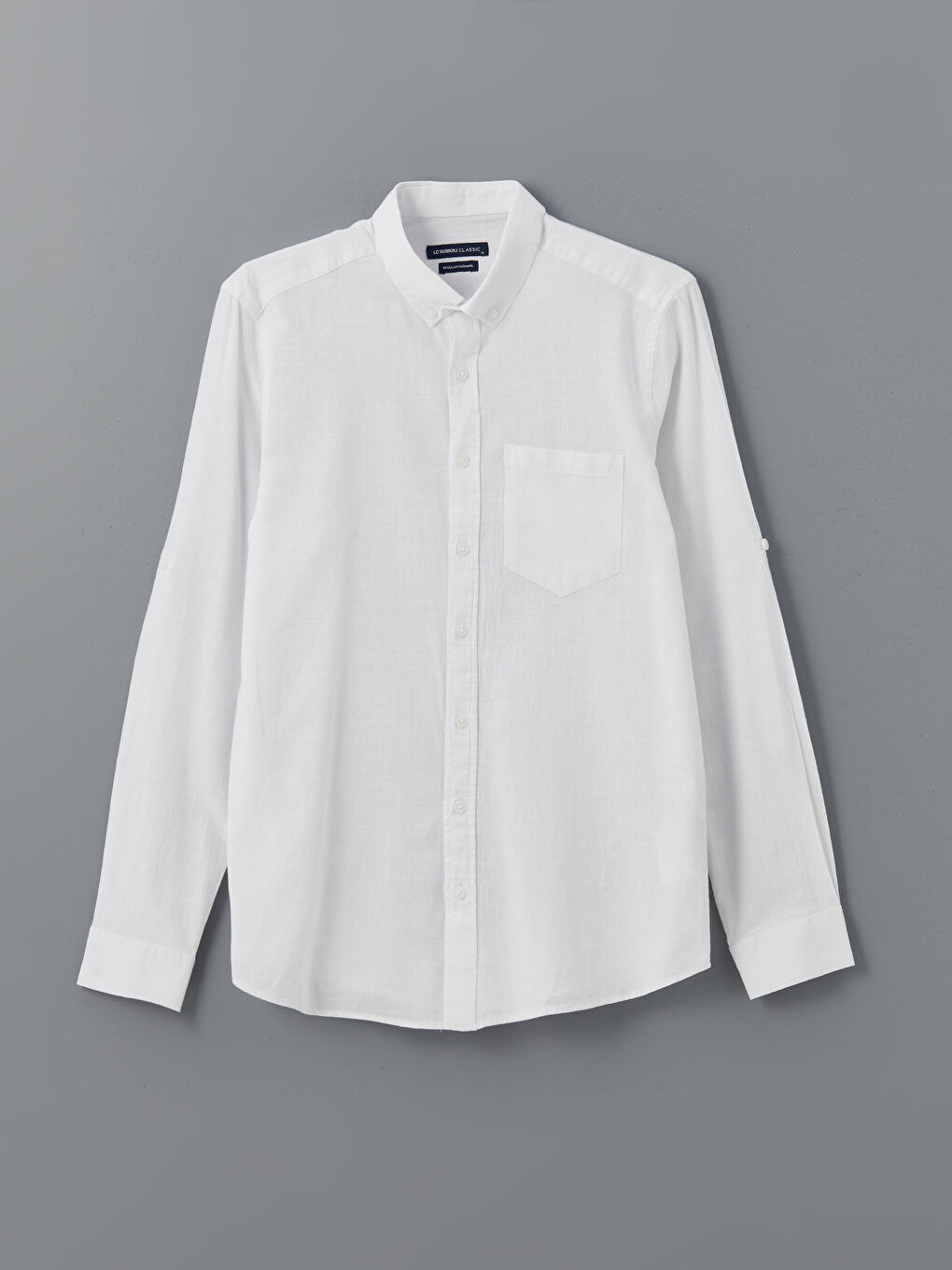 Regular Fit Long Sleeve Linen Blend Men's Shirt-7