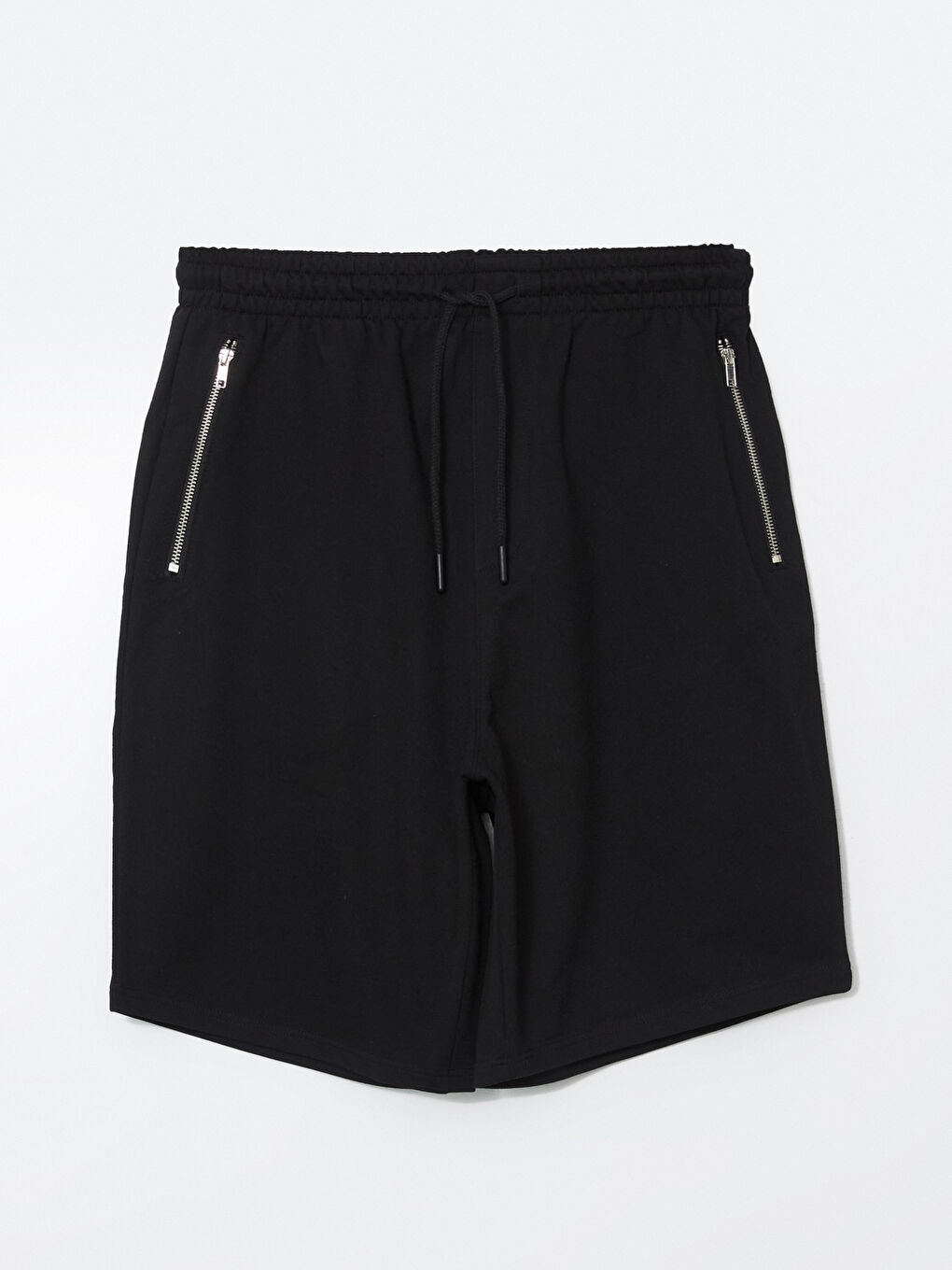 Siyah Slim Fit Beli Bağlama Detaylı Erkek Şort-4