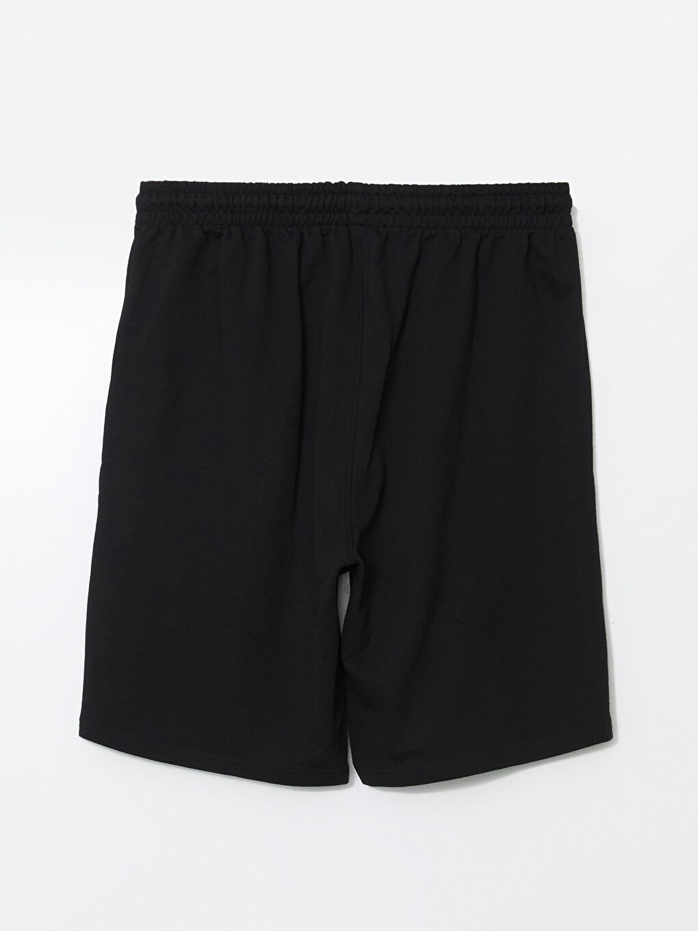 Siyah Slim Fit Beli Bağlama Detaylı Erkek Şort-5