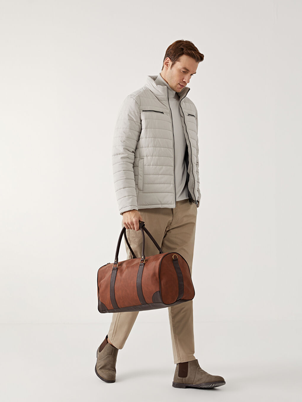 Kahverengi Süet Görünümlü Erkek Seyahat Çantası-1