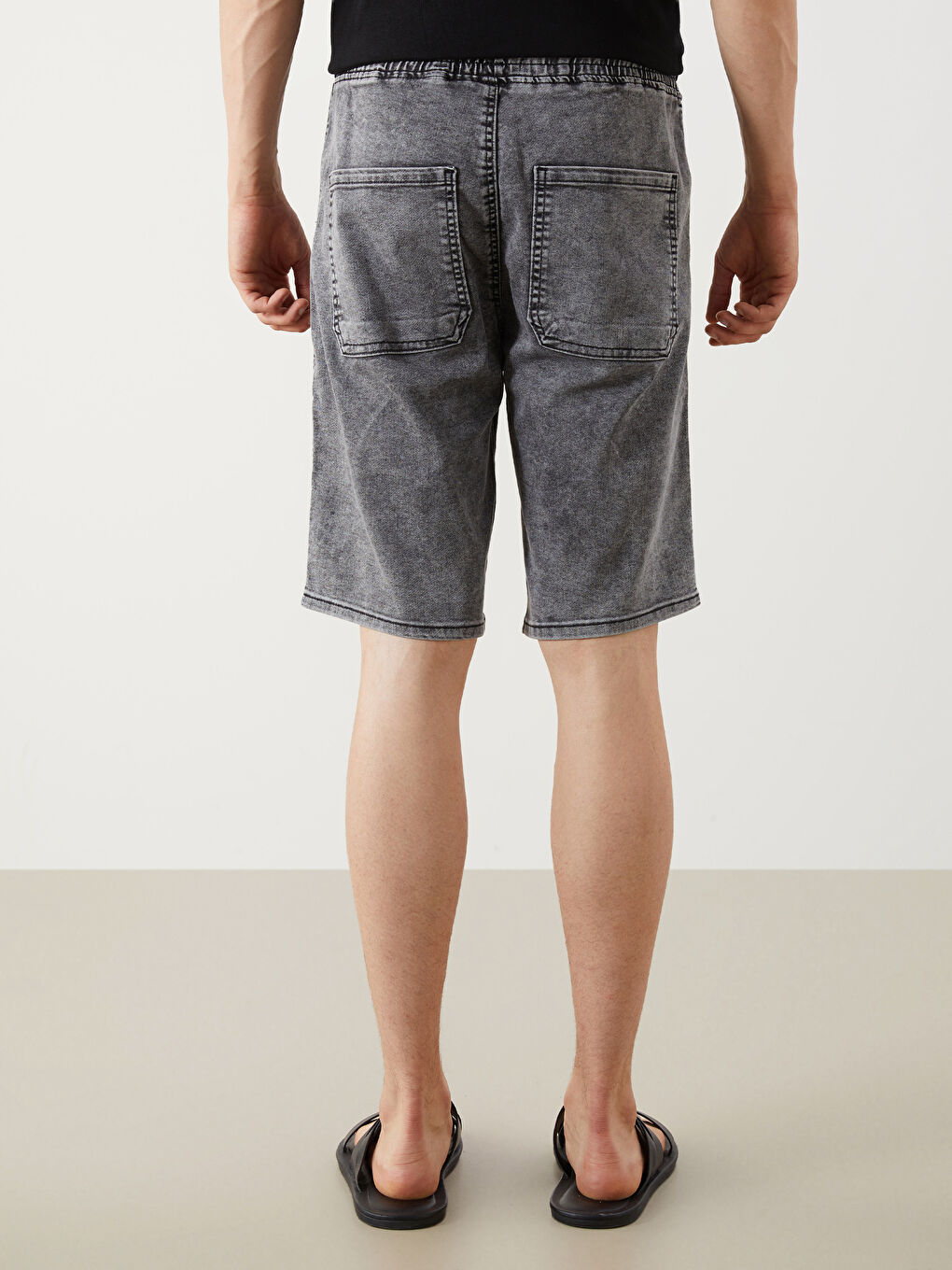 Antrasit Standart Kalıp Erkek Jean Şort-3