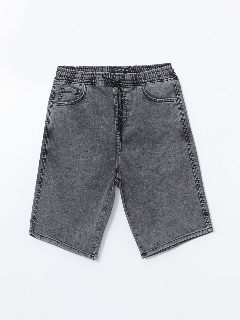 Antrasit Standart Kalıp Erkek Jean Şort-4