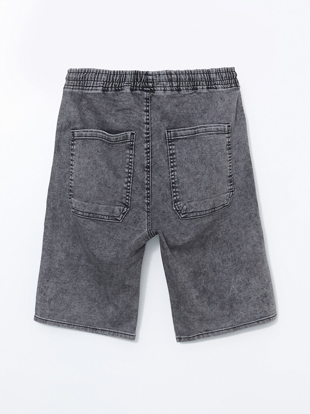 Antrasit Standart Kalıp Erkek Jean Şort-5
