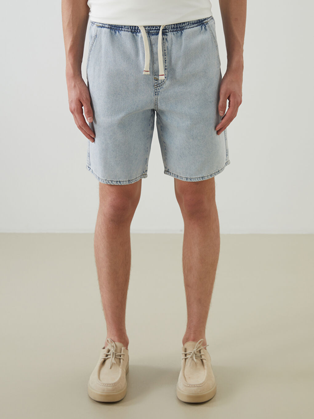 İndigo Rahat Kalıp Erkek Jean Şort-1