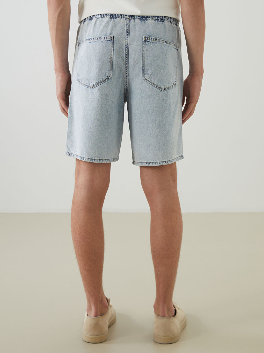 İndigo Rahat Kalıp Erkek Jean Şort-3