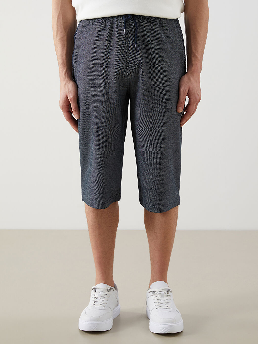 Lacivert Standart Kalıp Erkek Bermuda Şort-1