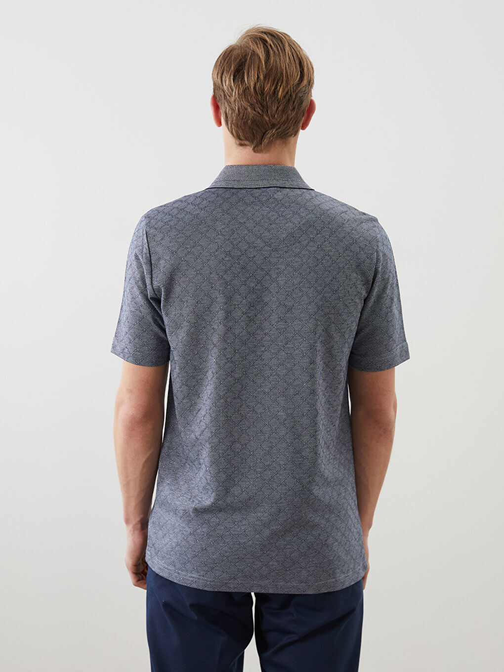 Lacivert Polo Yaka Kısa Kollu Erkek Tişört-3