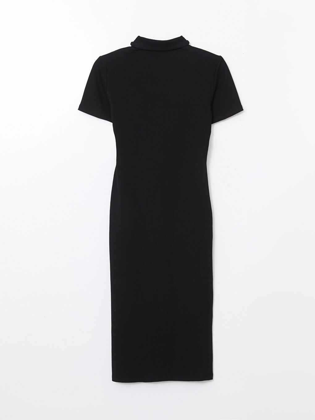 Siyah Polo Yaka Kadın Bodycon Elbise-5