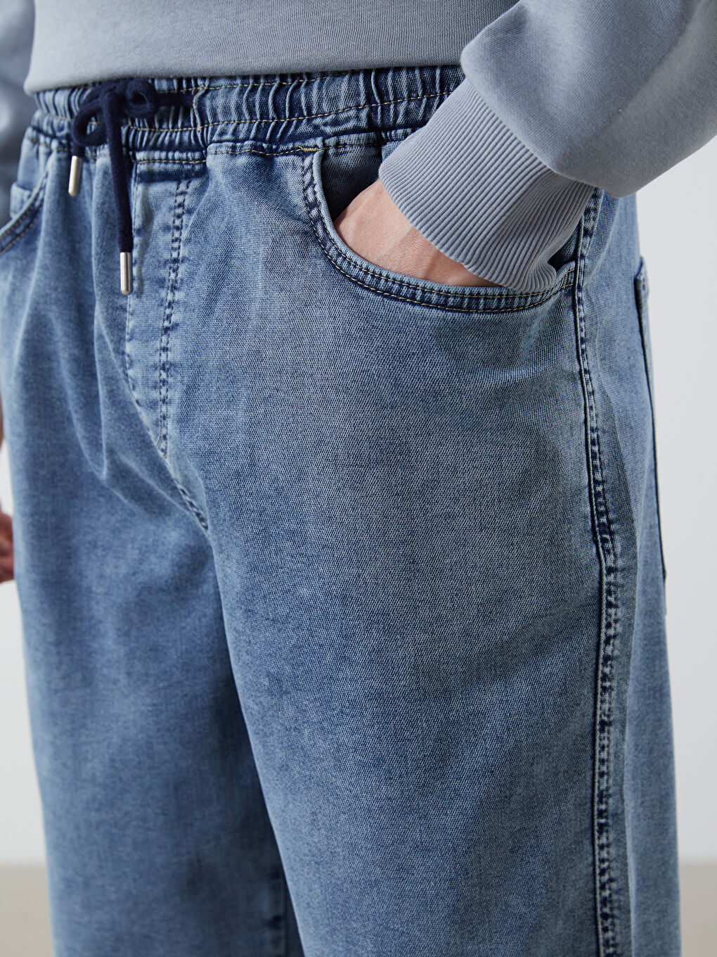 İndigo Standart Kalıp Erkek Jean Şortolon-2