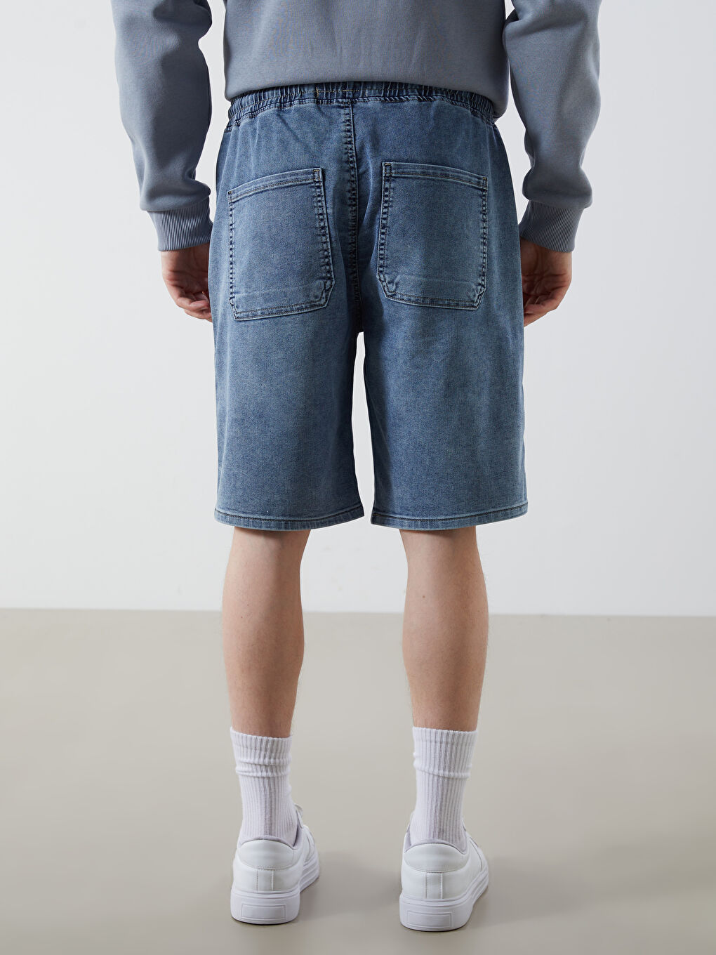 İndigo Standart Kalıp Erkek Jean Şortolon-3