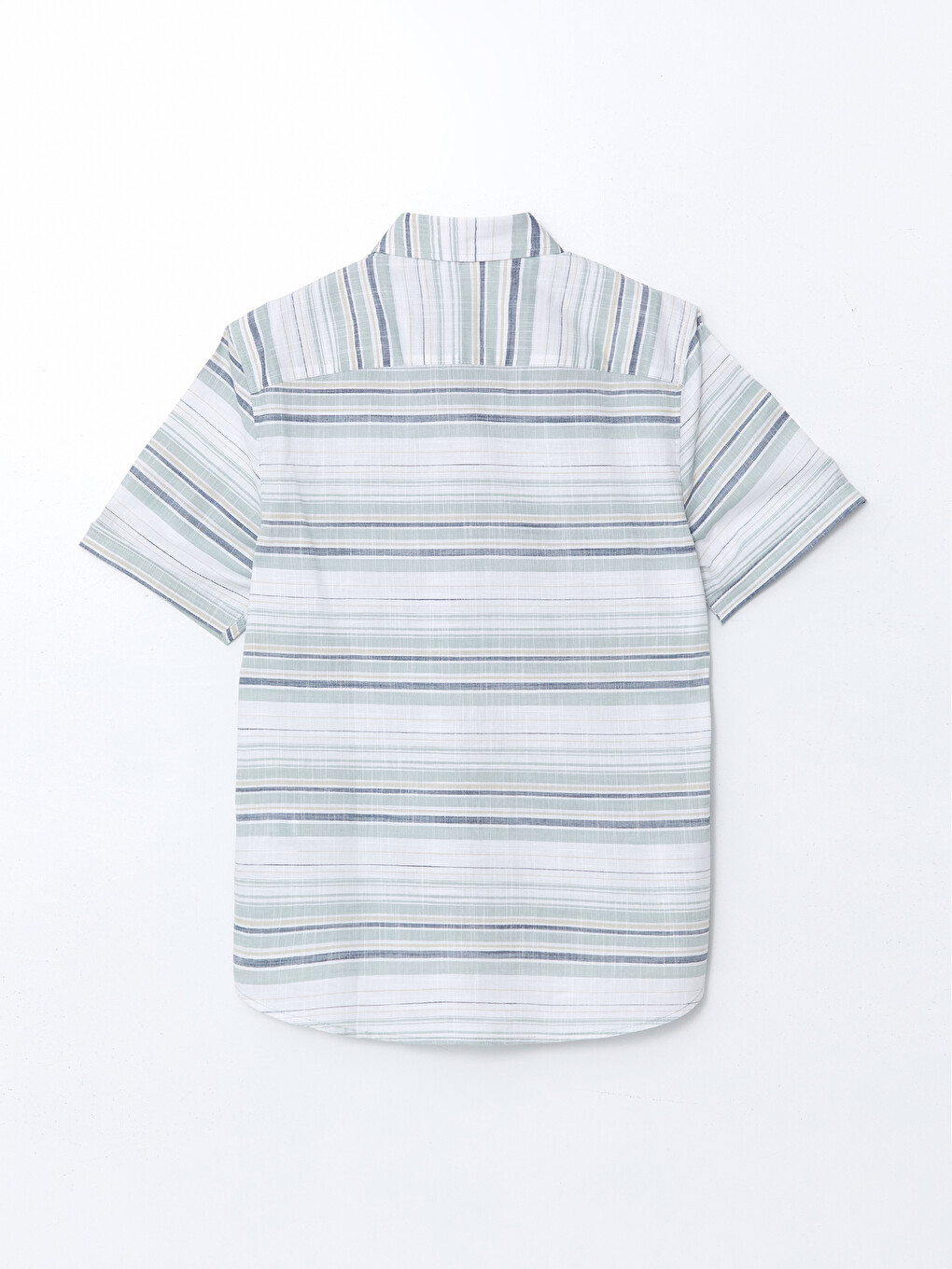 Slim Fit Short Sleeve Striped Poplin Men's Shirt-5