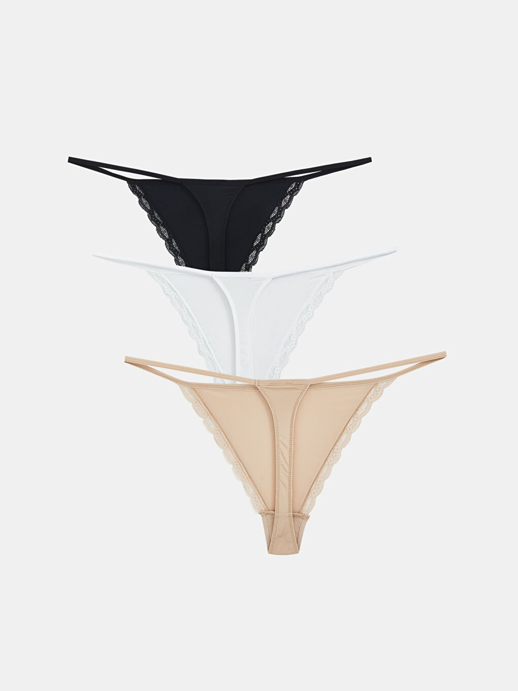 Lace Detailed Thong Knickers 3-Pack-1