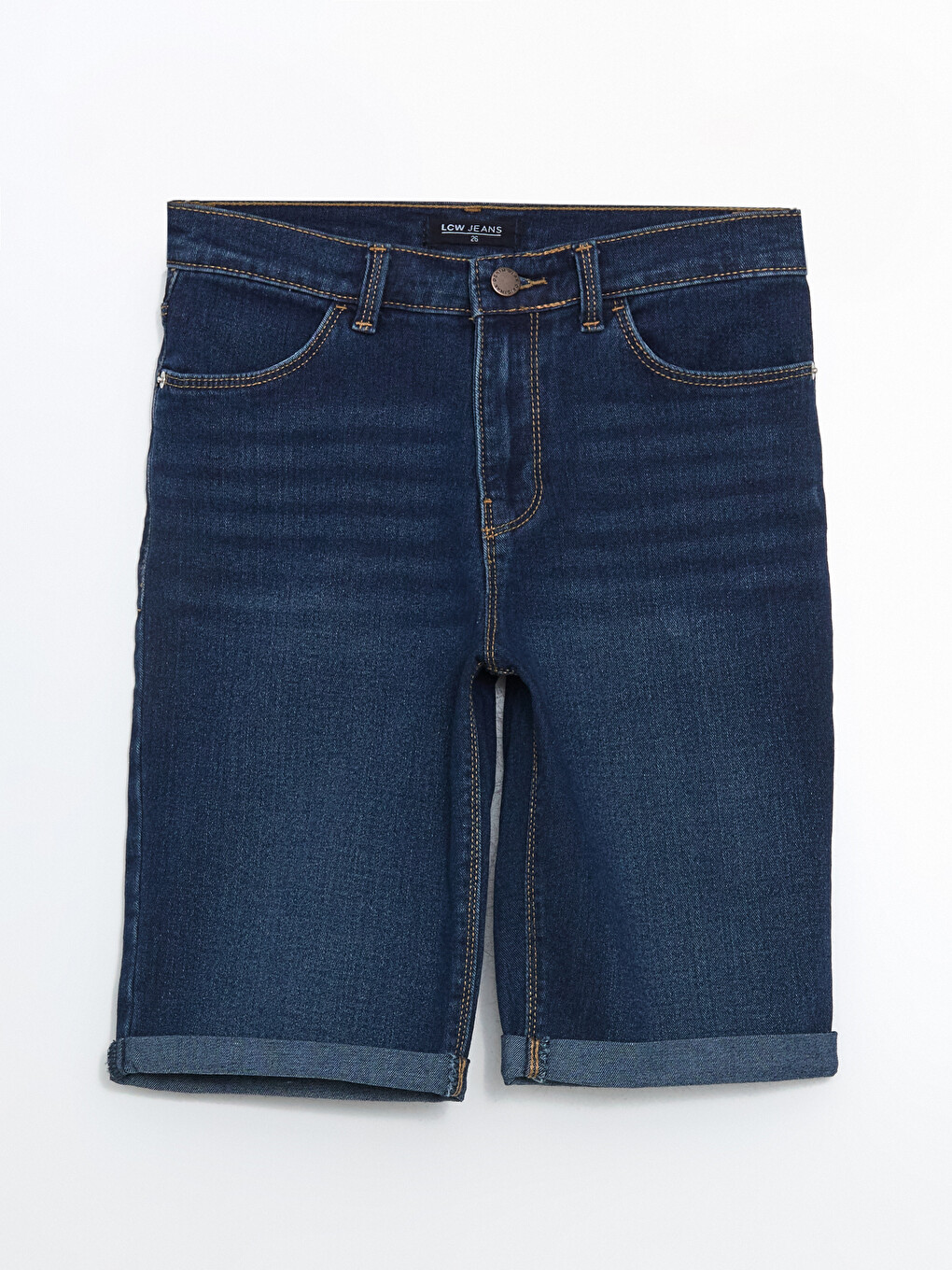 İndigo Bermuda Fit Kadın Jean Şort-4