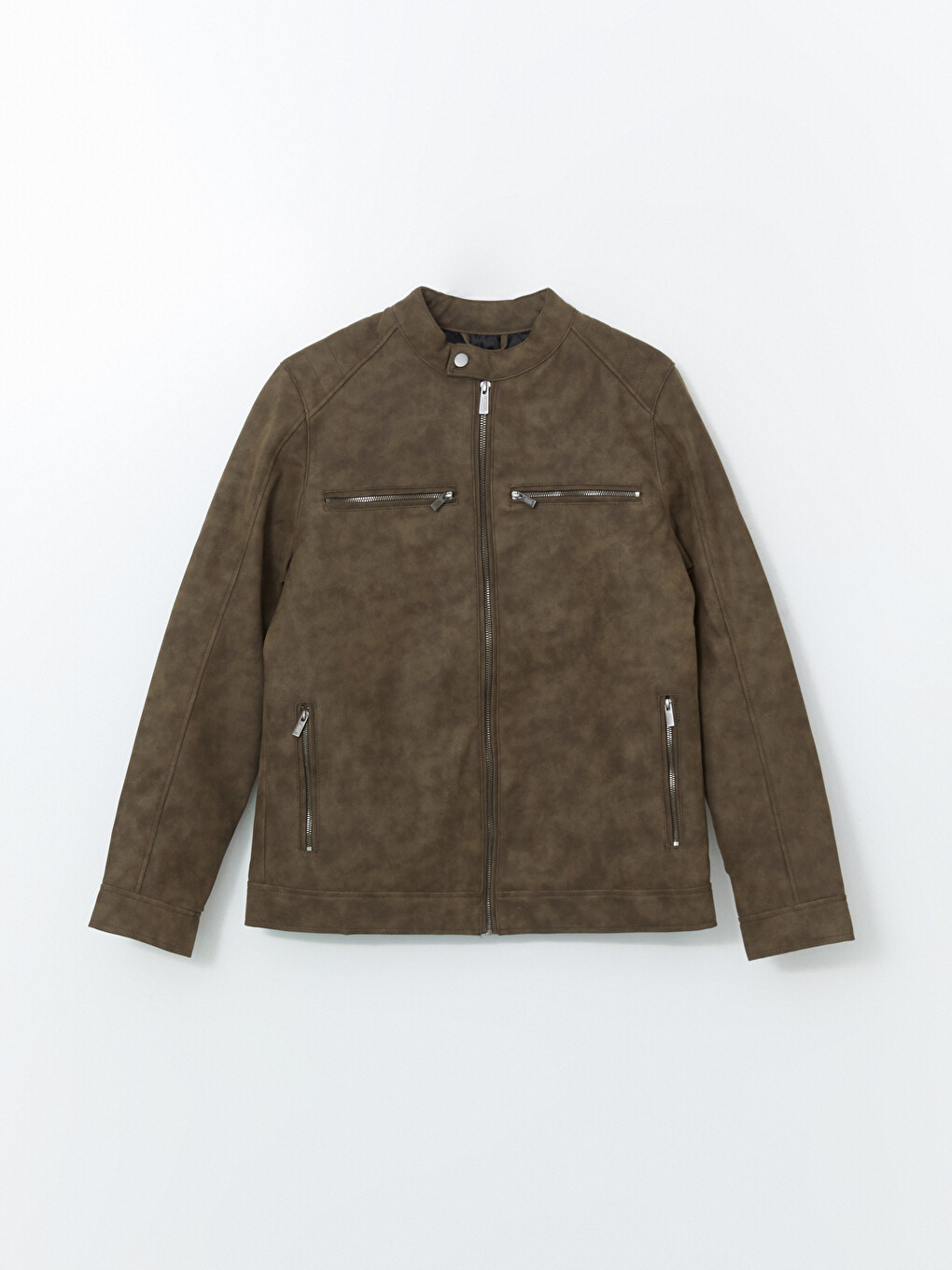 Manteau En Similicuir À Col Chemise Pour Hommes Coupe Standard-5
