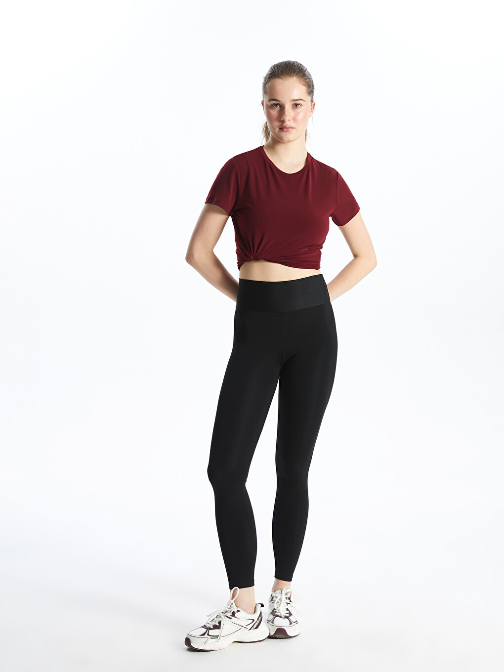 Plain Interlock Women's Corseted Tights With Elastic Waist