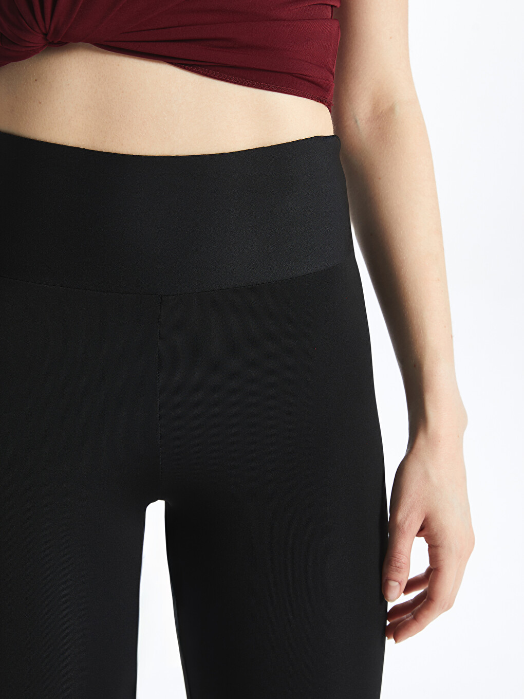 Plain Interlock Women's Corseted Tights With Elastic Waist-2