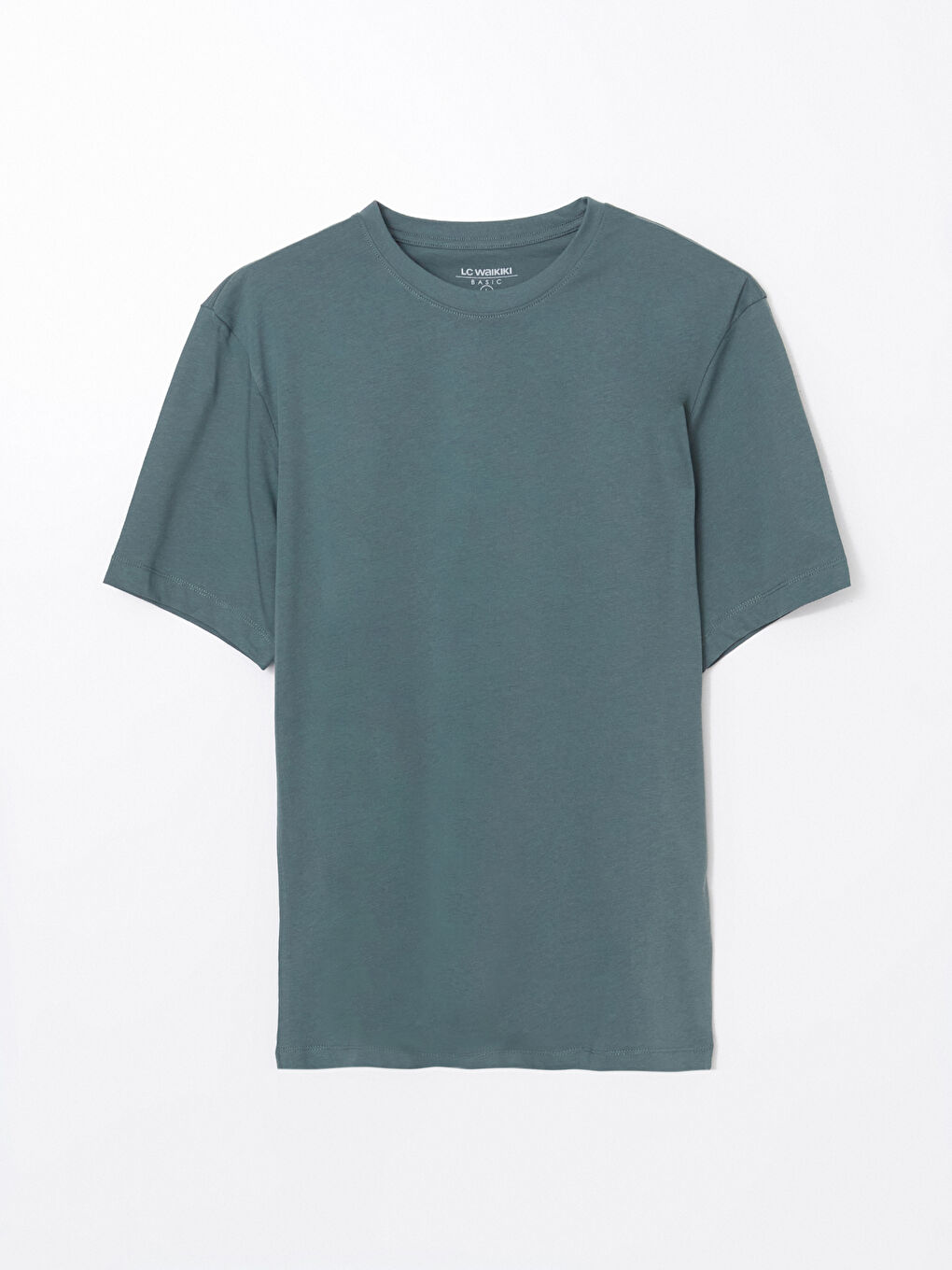 Yeşil Bisiklet Yaka Penye Erkek Tişört-4