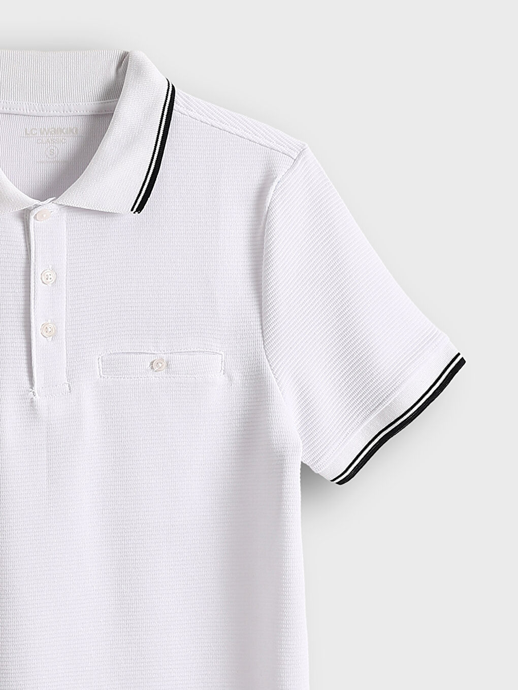 Beyaz Polo Yaka Kısa Kollu Penye Erkek Tişört-7