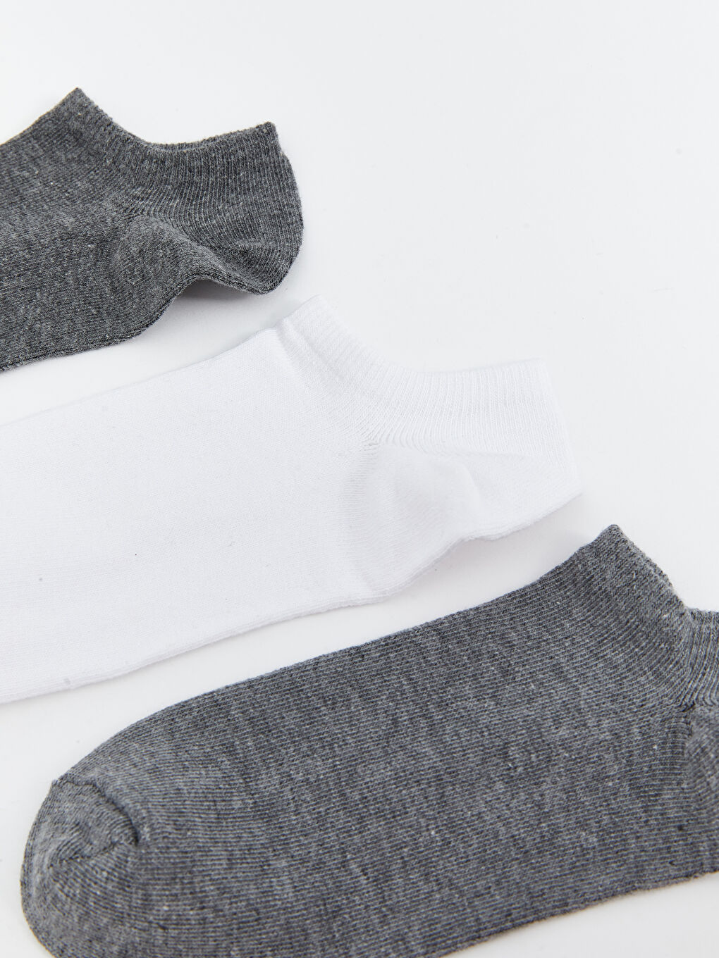 Gri Kadın Düz Patik Çorap 5'li-1