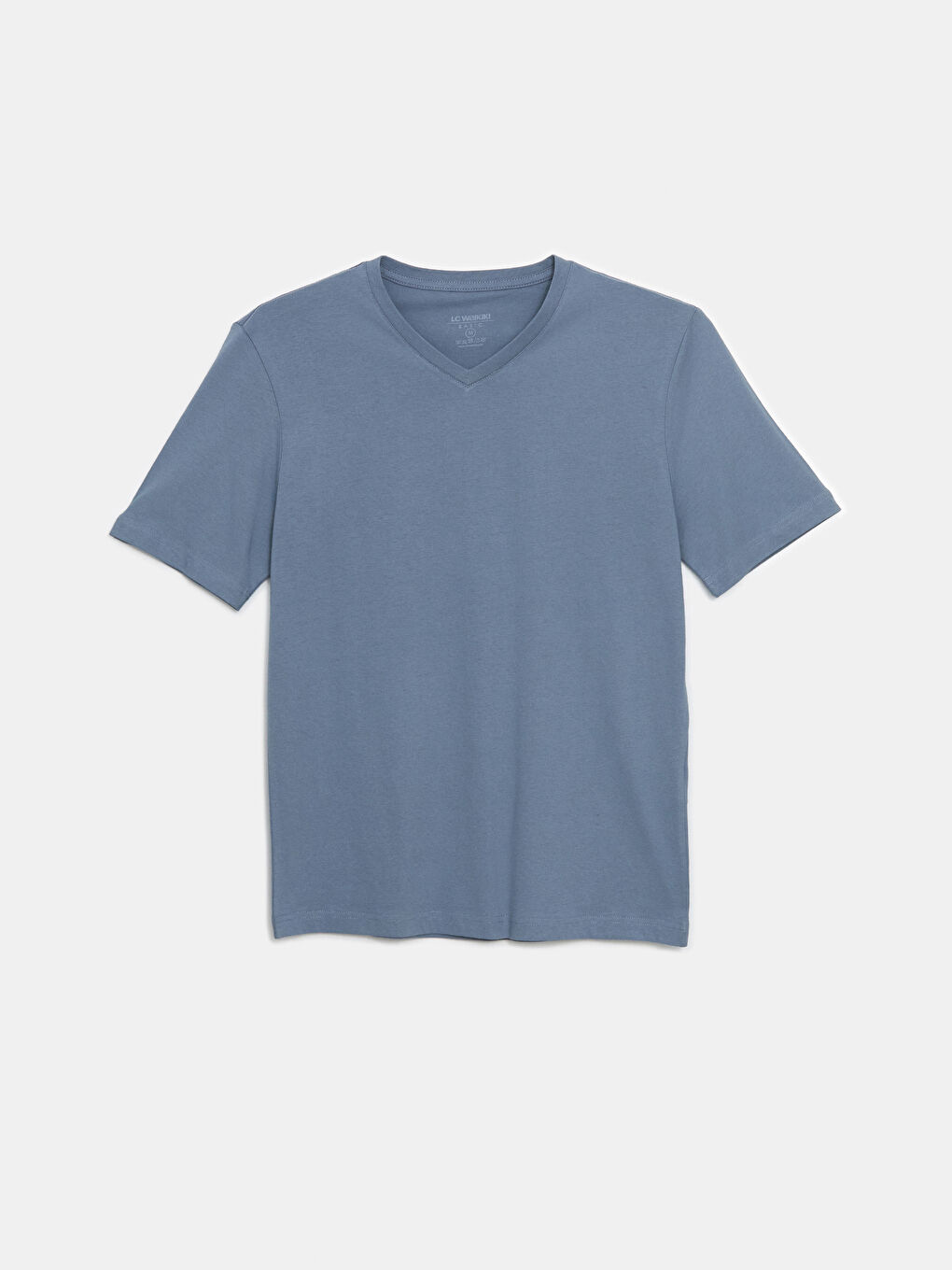 İndigo V Yaka Kısa Kollu Penye Erkek Tişört-8