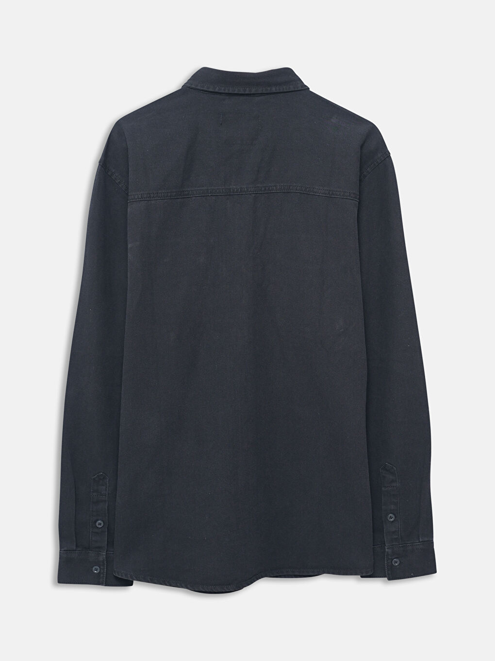 Siyah Regular Fit Uzun Kollu Erkek Jean Gömlek-1