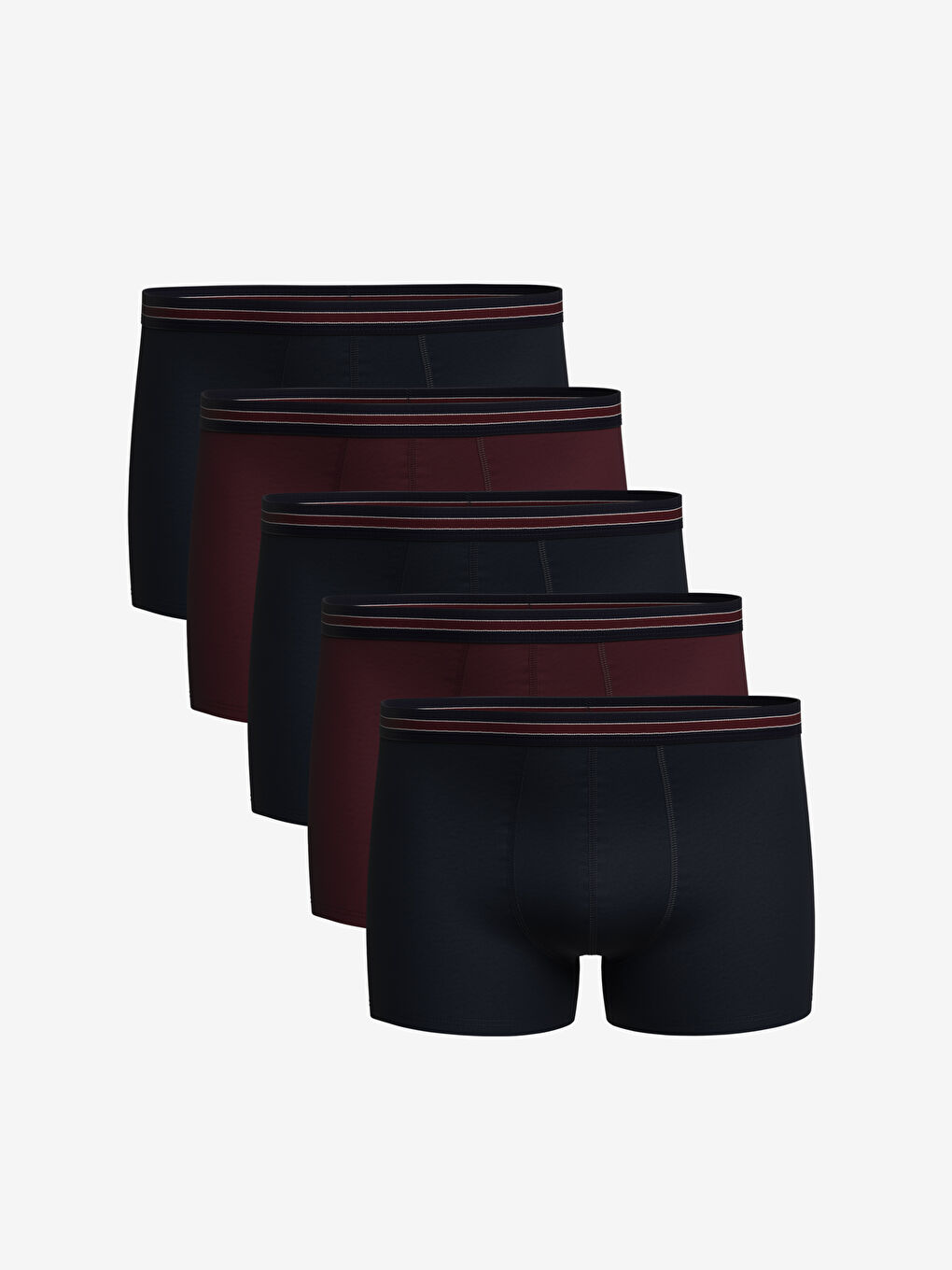 Bordo Standart Kalıp Pamuklu Esnek Erkek Boxer 5'li