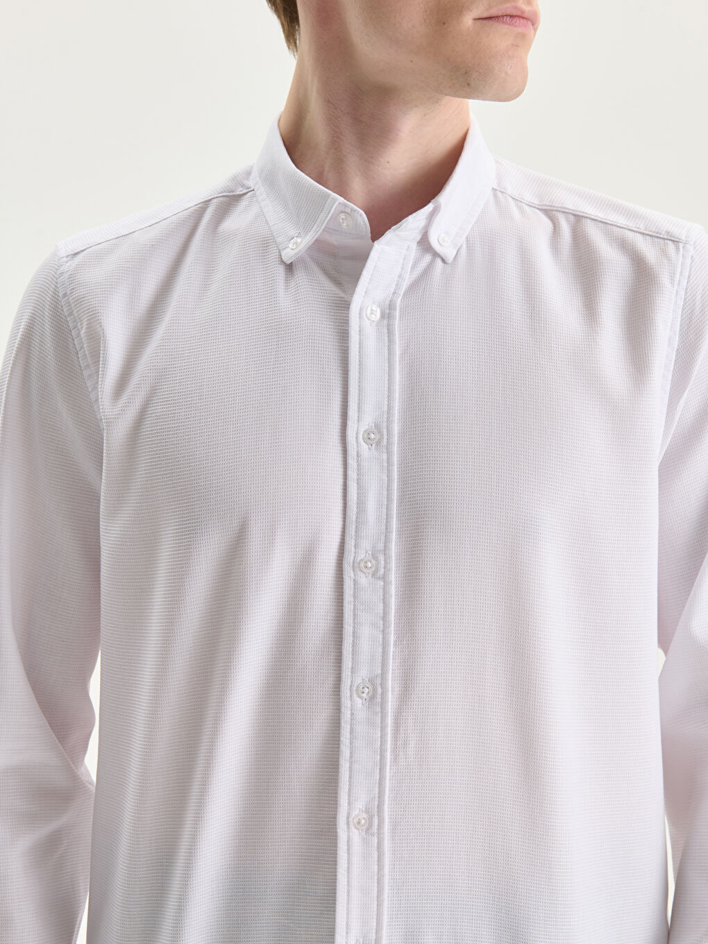 LCW Vision Slim Fit Long Sleeve Dobby Men's Shirt -W3BD44Z8-Q6K