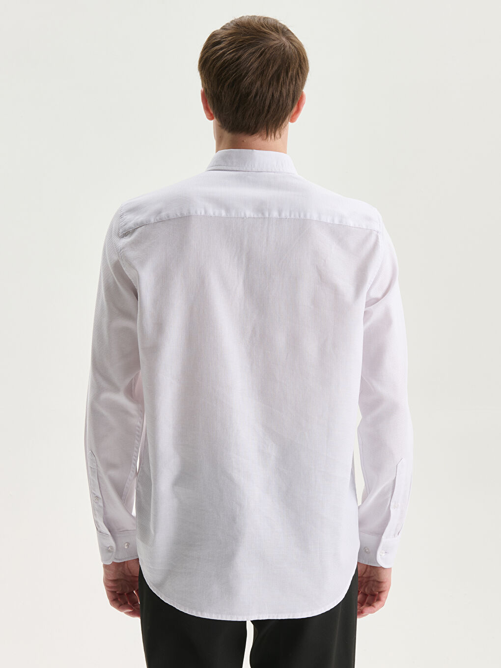 LCW Vision Slim Fit Long Sleeve Dobby Men's Shirt -W3BD44Z8-Q6K