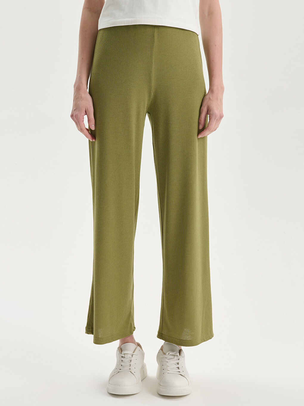 Pantaloni De Trening Dama Cu Talie Elastică Simpli Cu Picior Evazat-2