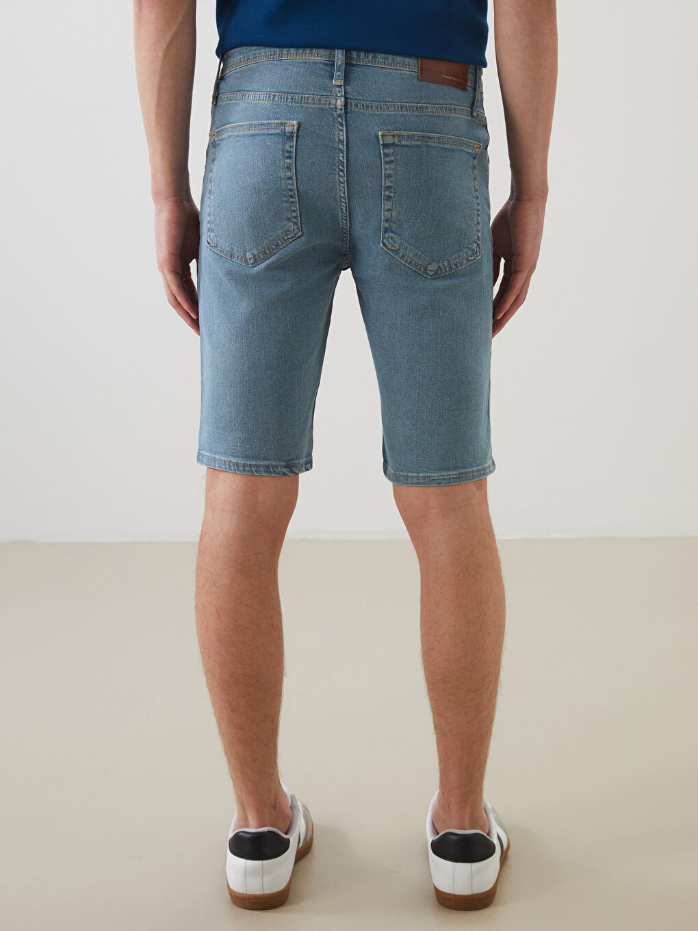 İndigo Süper Skinny Fit Erkek Jean Şort-3