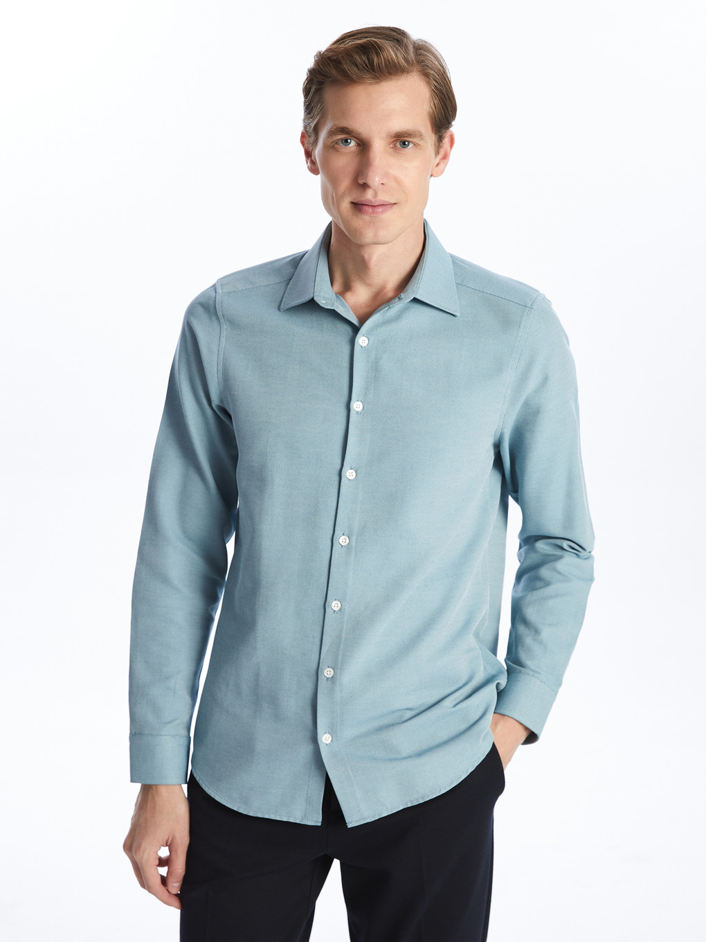 Slim Fit Long Sleeve Oxford Men's Shirt