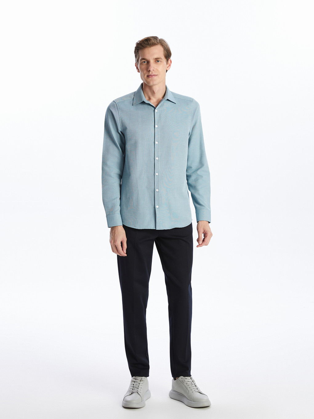 Slim Fit Long Sleeve Oxford Men's Shirt-1