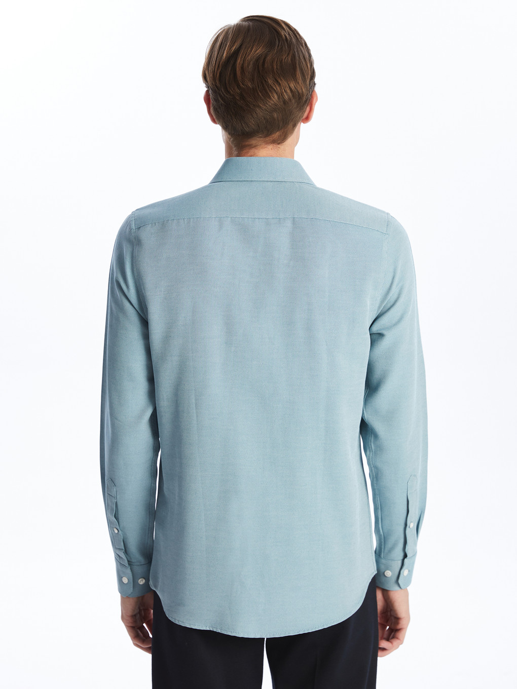 Slim Fit Long Sleeve Oxford Men's Shirt-3