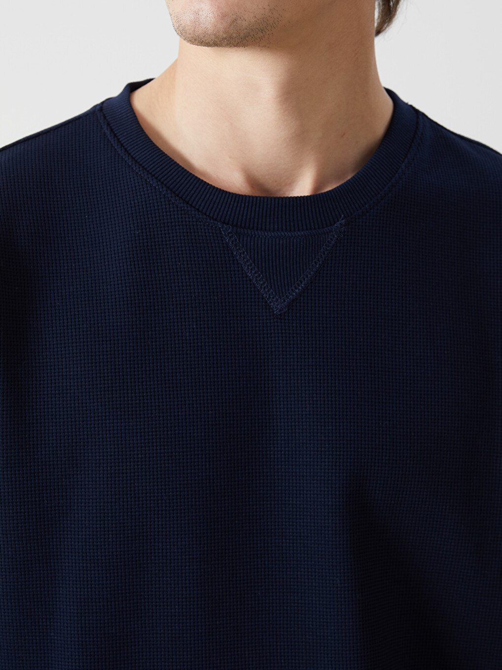 Lacivert Bisiklet Yaka Uzun Kollu Erkek Sweatshirt-2