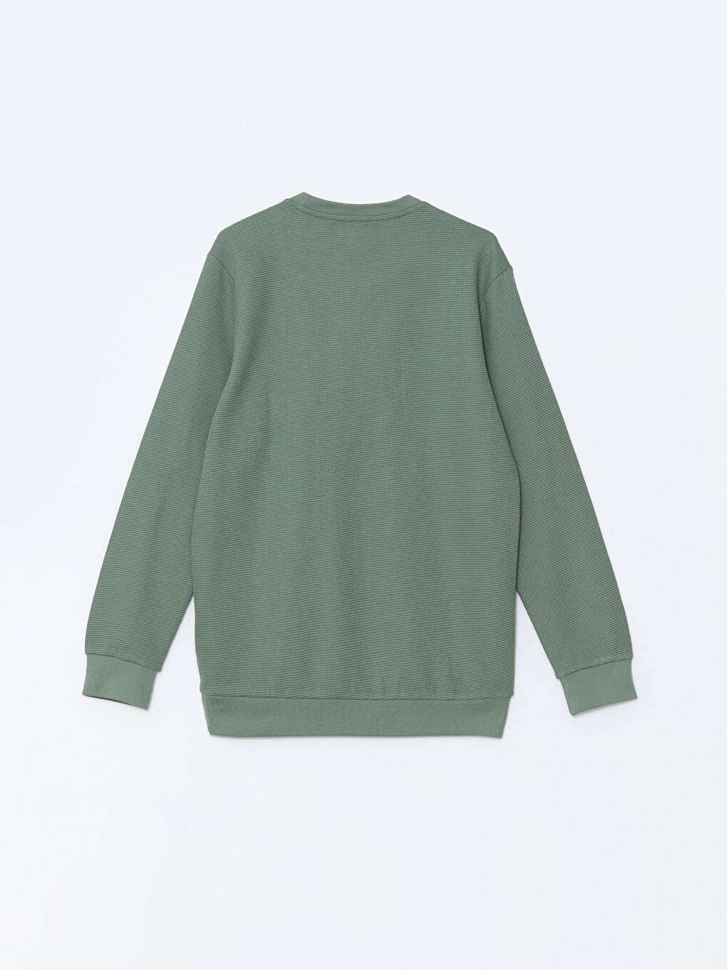 Yeşil Bisiklet Yaka Uzun Kollu Erkek Sweatshirt-5