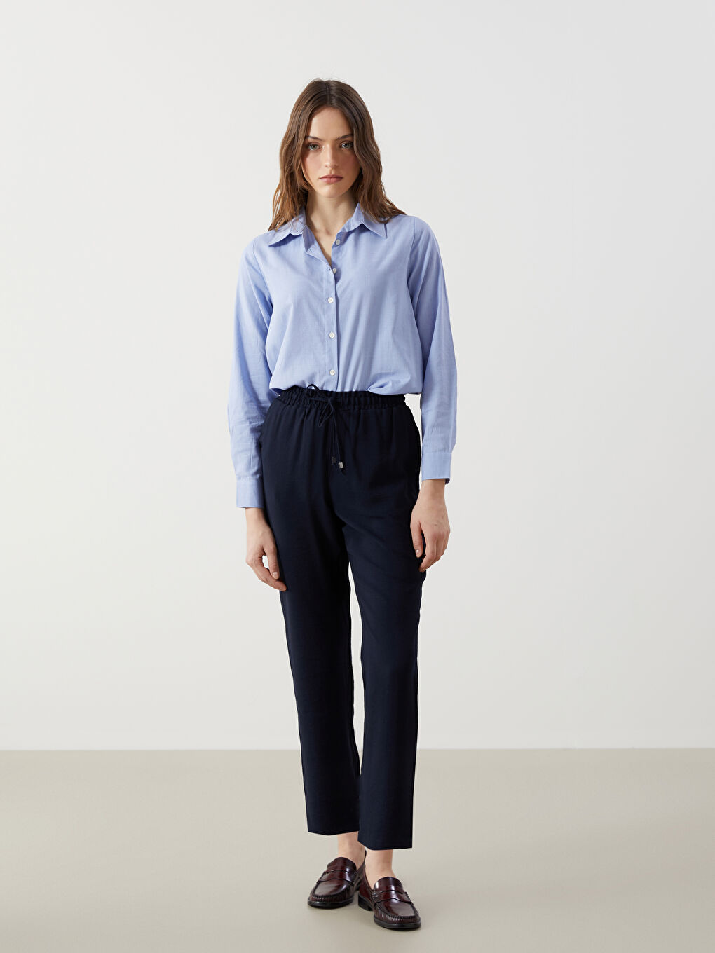 Elastic Waist Carrot Fit Women's Trousers -S40799Z8-E1J