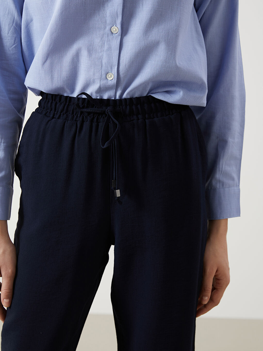 Elastic Waist Carrot Fit Women's Trousers -S40799Z8-E1J