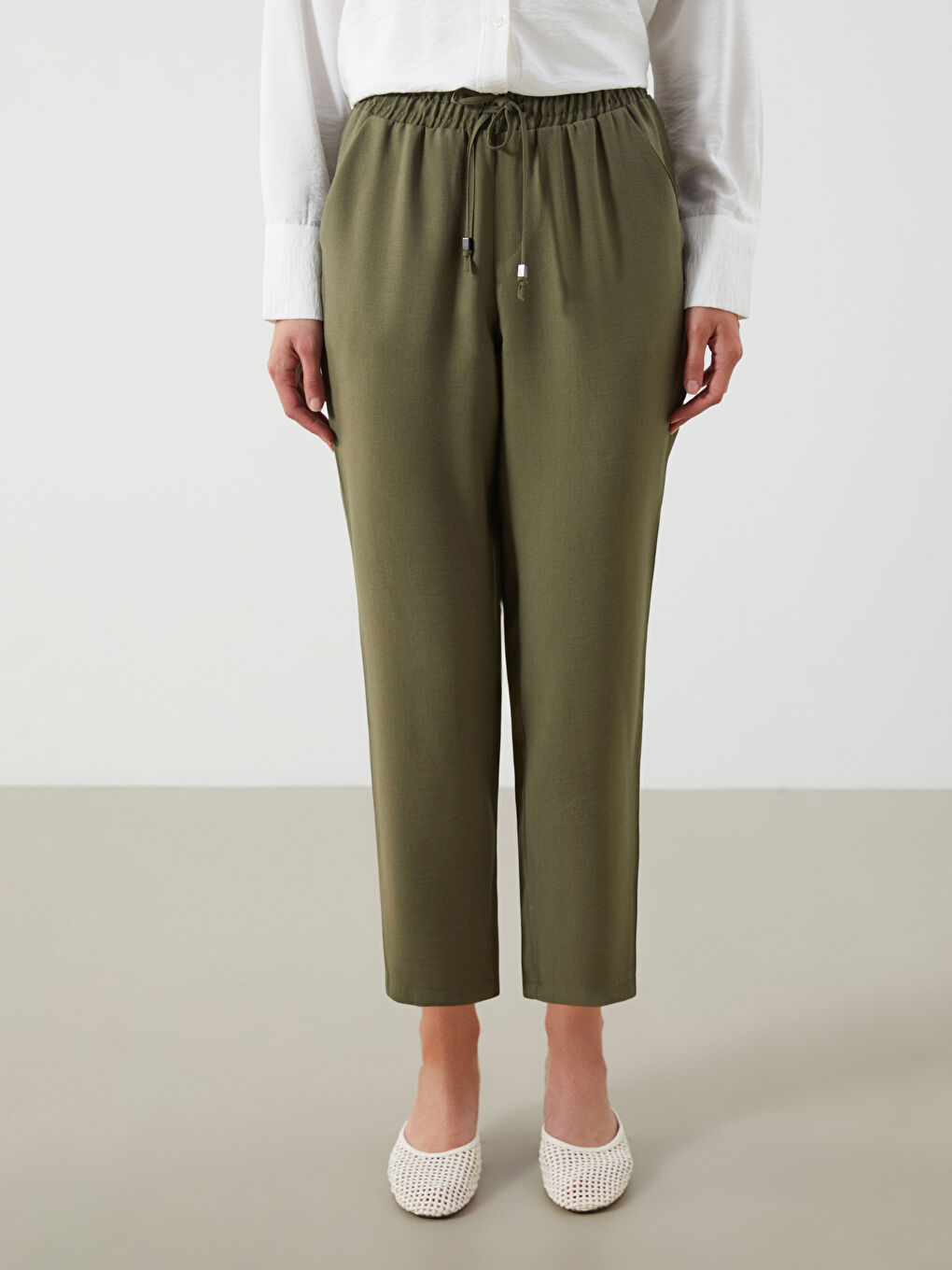 Elastic Waist Carrot Fit Women's Trousers -S40799Z8-HDQ