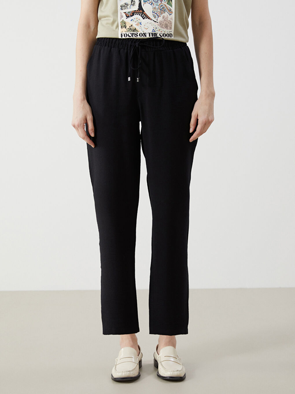 Elastic Waist Carrot Fit Women's Trousers -S40799Z8-CVL