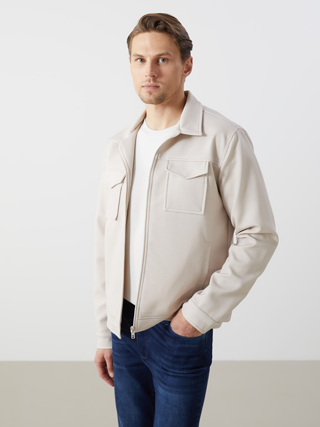 Manteau Pour Hommes À Col De Chemise Ajusté