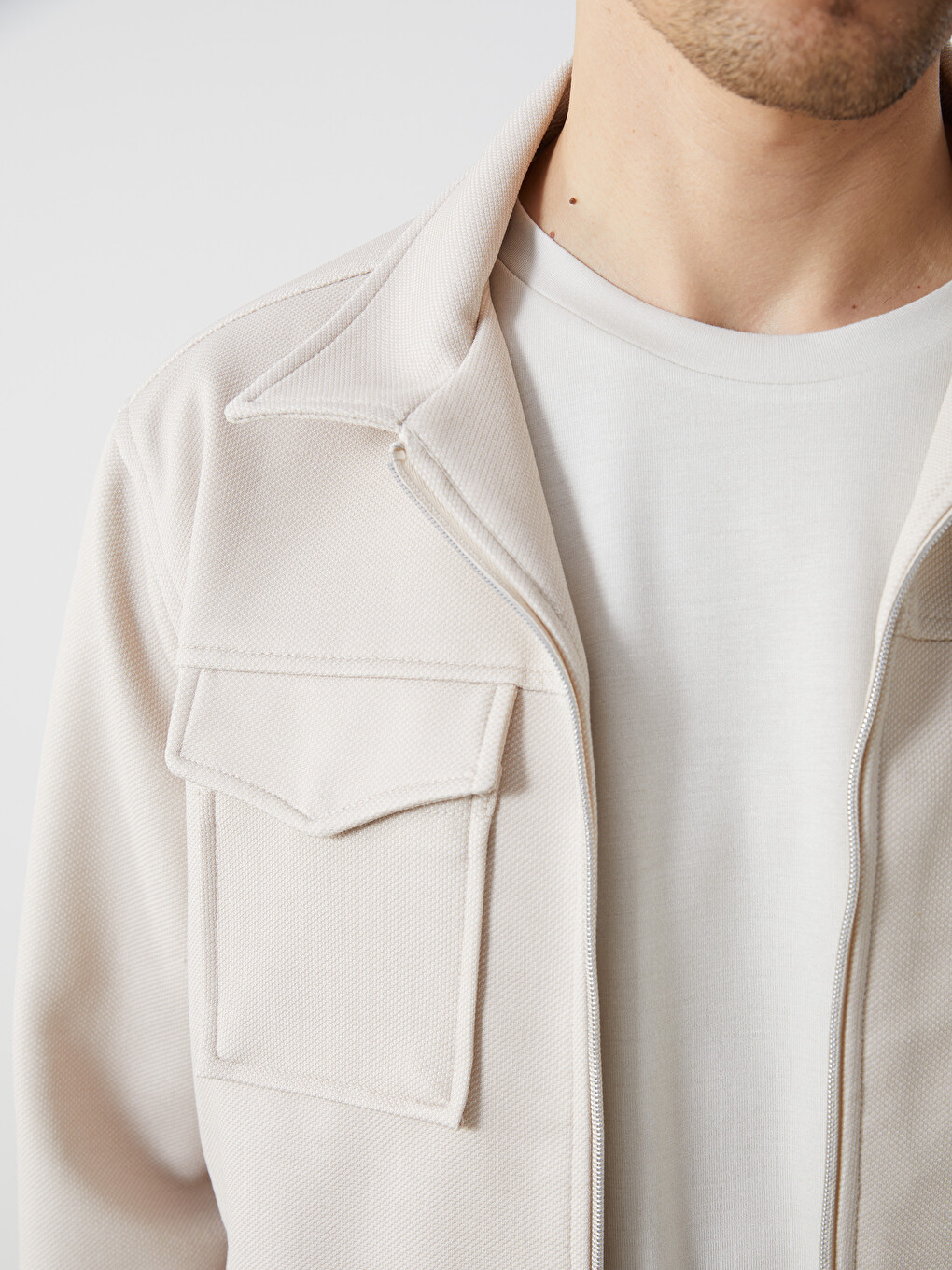 Manteau Pour Hommes À Col De Chemise Ajusté-2