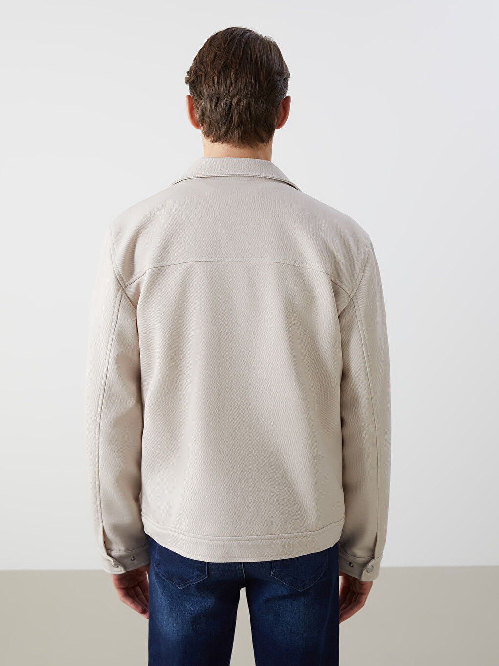 Manteau Pour Hommes À Col De Chemise Ajusté-4