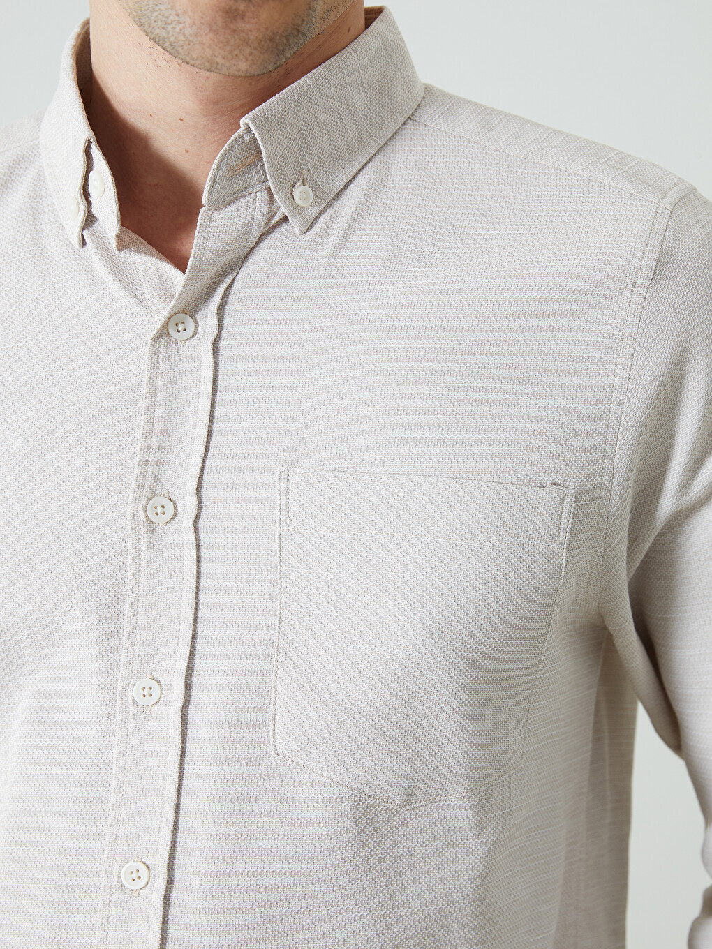 Regular Fit Long Sleeve Dobby Fabric Men's Shirt-2