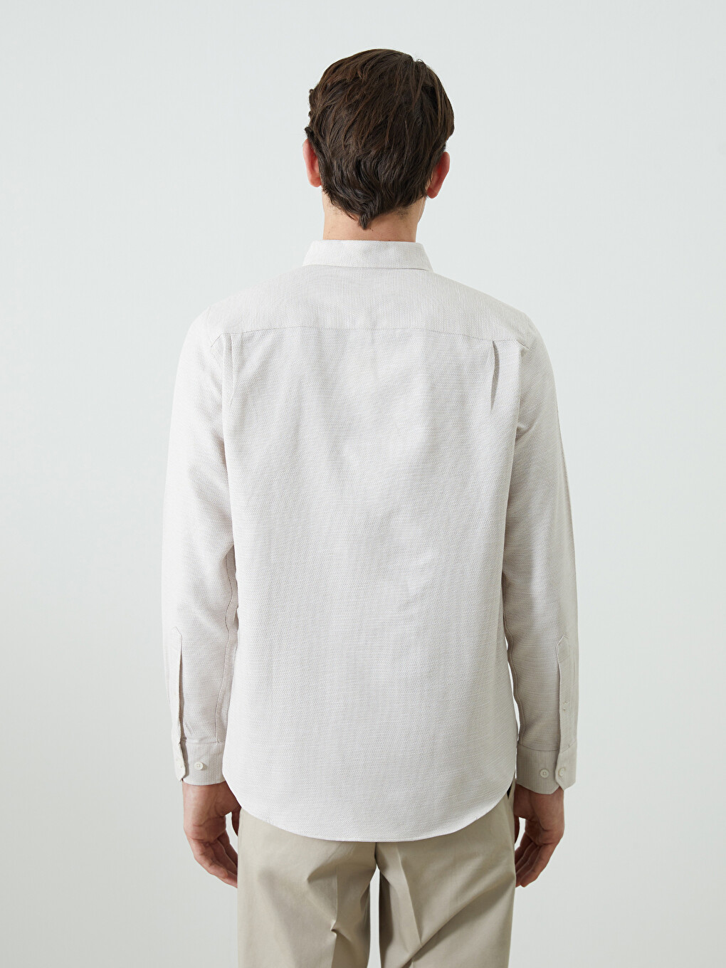 Regular Fit Long Sleeve Dobby Fabric Men's Shirt-3