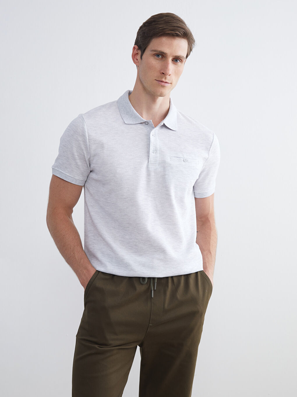 Polo Neck Short Sleeve Men's T-Shirt-1