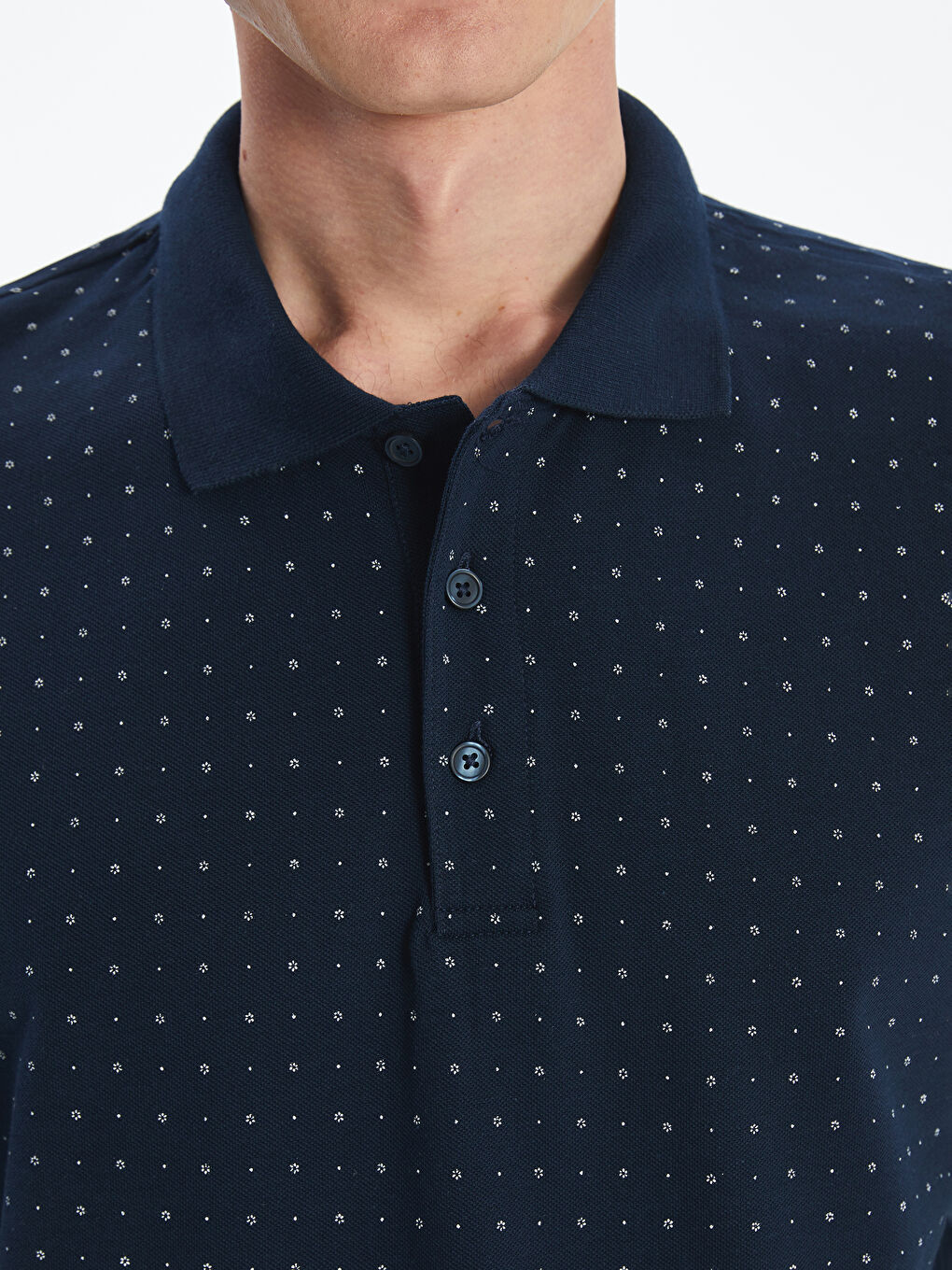 Polo Neck Short Sleeve Patterned Pique Men's T-Shirt -S41447Z8-DWP